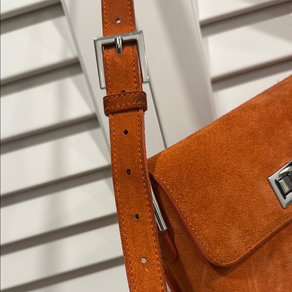 BY FAR Orange Suede Billy Shoulder Bag - Picture 5 of 9